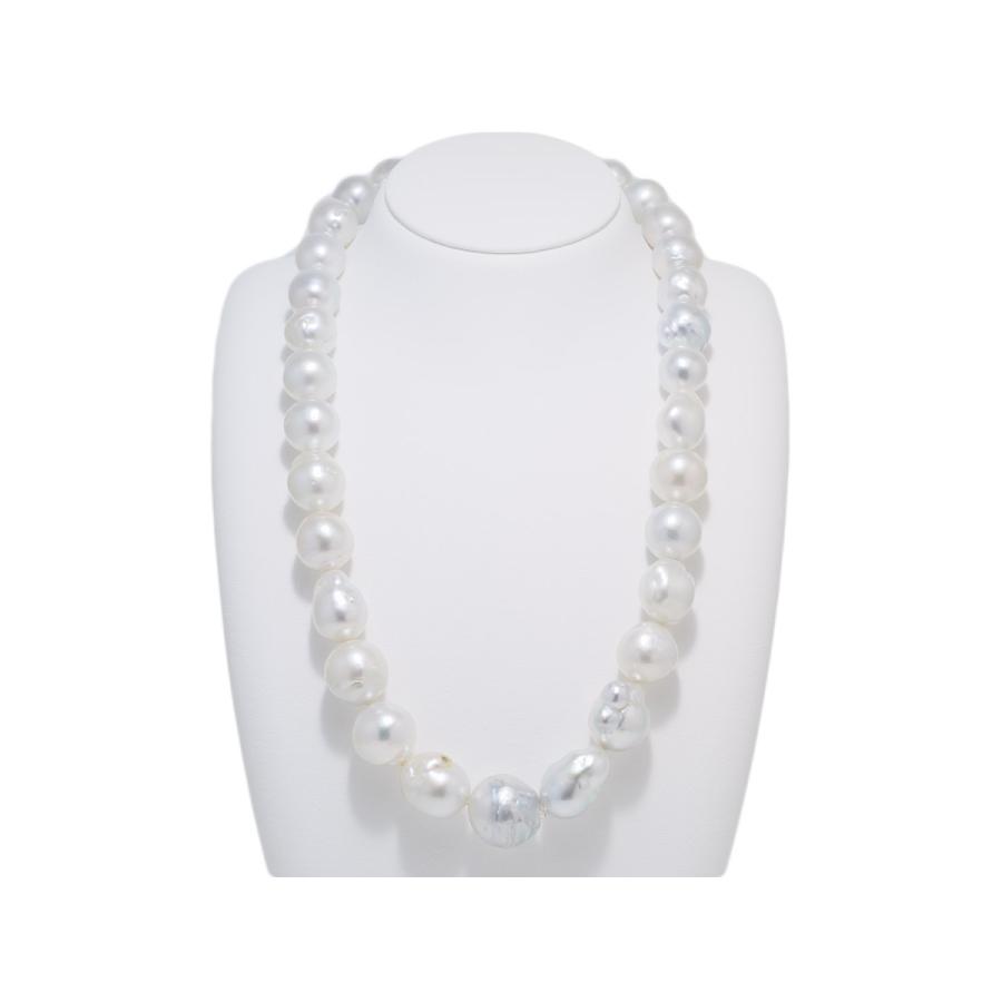 南洋真珠ホワイトバロックパールネックレス バロックパール ネックレス 南洋バロック 留め具糸交換済み