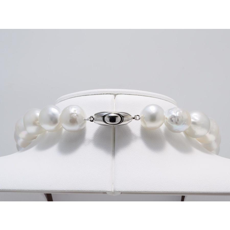 バロックパールネックレス 南洋 白蝶 11.5mmX17.5mm シルバー系 : 真珠 