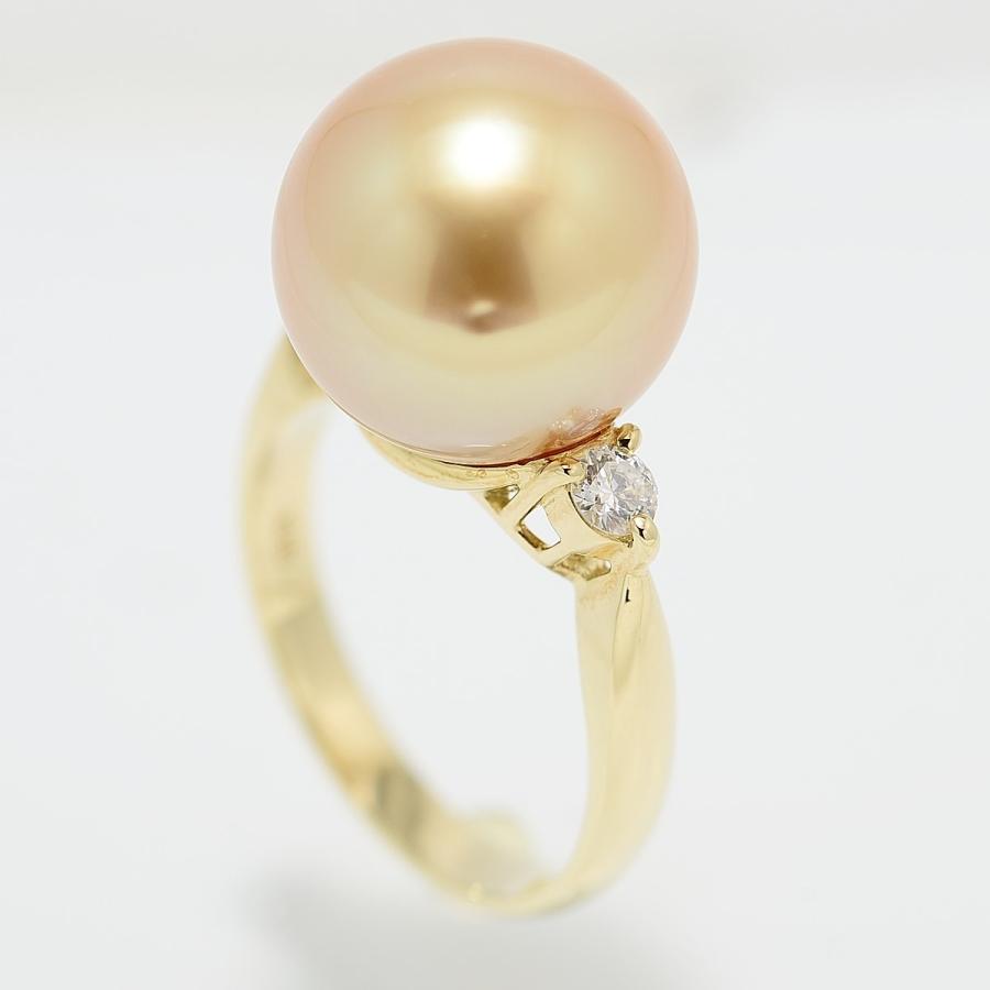パールリング 指輪 南洋白蝶真珠ゴールデンパール 12.5mmUP K18リング 指輪 真珠総合研究所の白蝶真珠鑑定鑑別書つき　 |  | 01