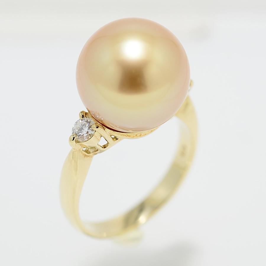 パールリング 指輪 南洋白蝶真珠ゴールデンパール 12.5mmUP K18リング 指輪 真珠総合研究所の白蝶真珠鑑定鑑別書つき　 |  | 02