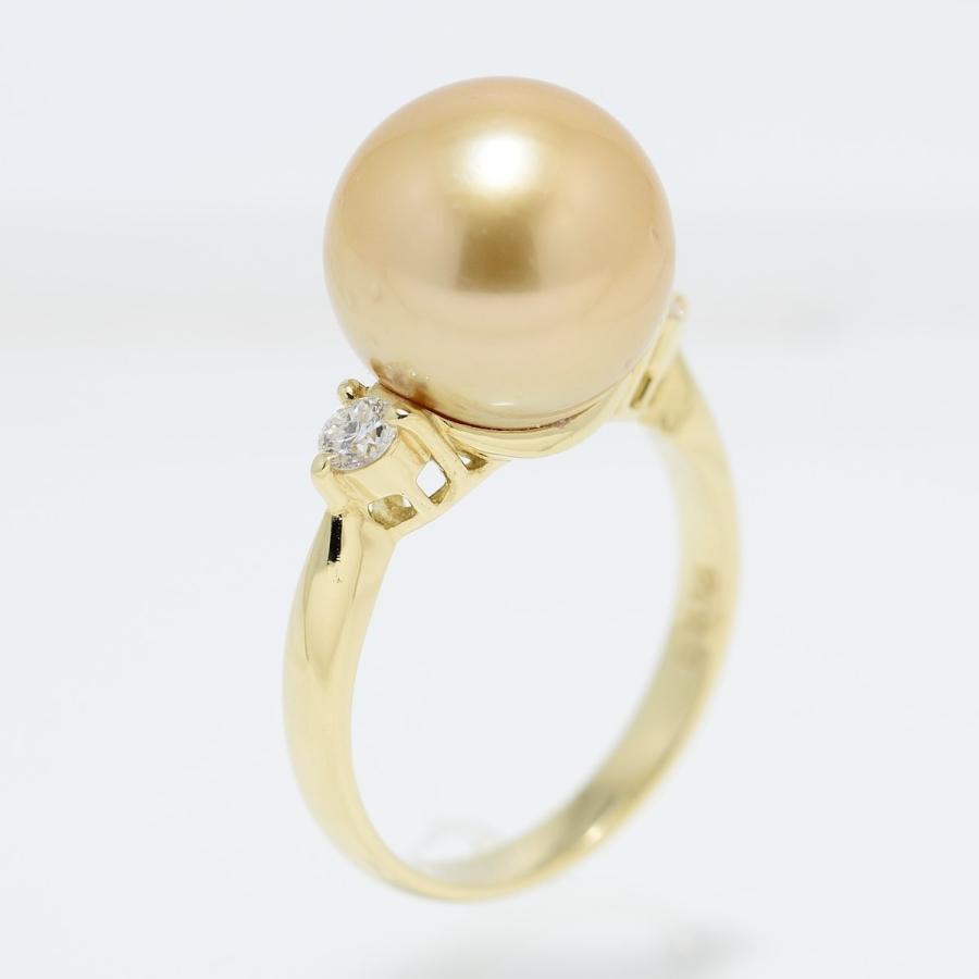 パールリング 指輪 南洋白蝶真珠ゴールデンパール 11.5mmUP K18リング 指輪 真珠総合研究所の白蝶真珠鑑定鑑別書つき　 | 