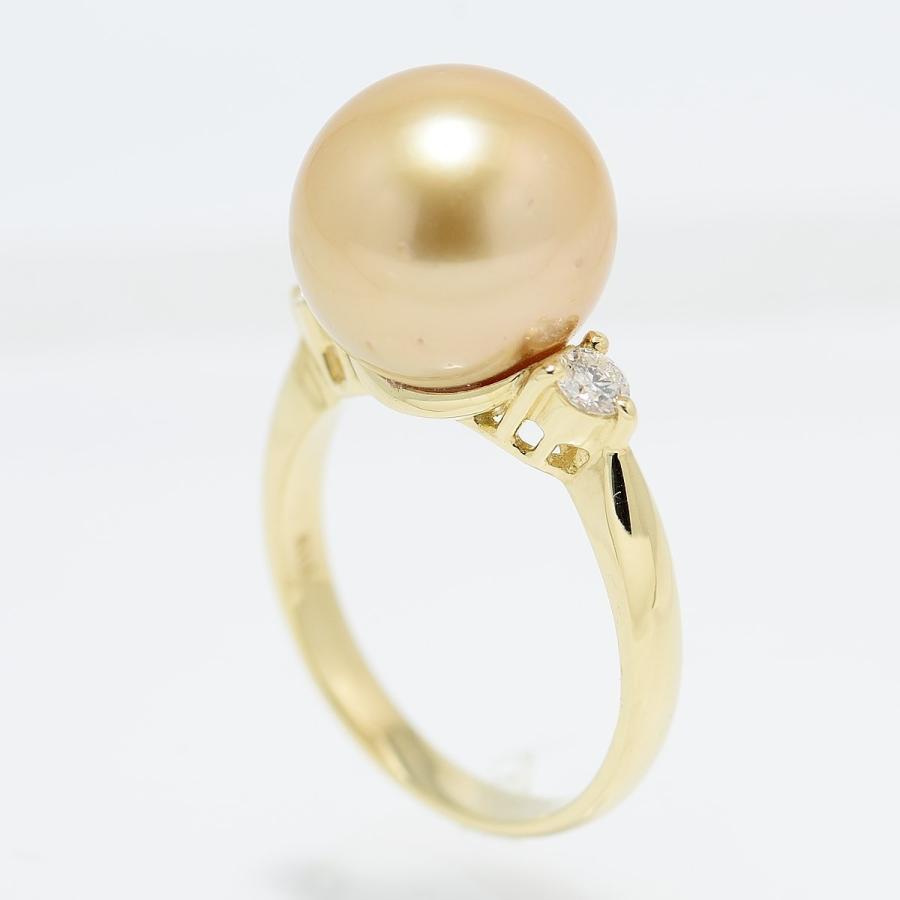 パールリング 指輪 南洋白蝶真珠ゴールデンパール 11.5mmUP K18リング 指輪 真珠総合研究所の白蝶真珠鑑定鑑別書つき　 |  | 01