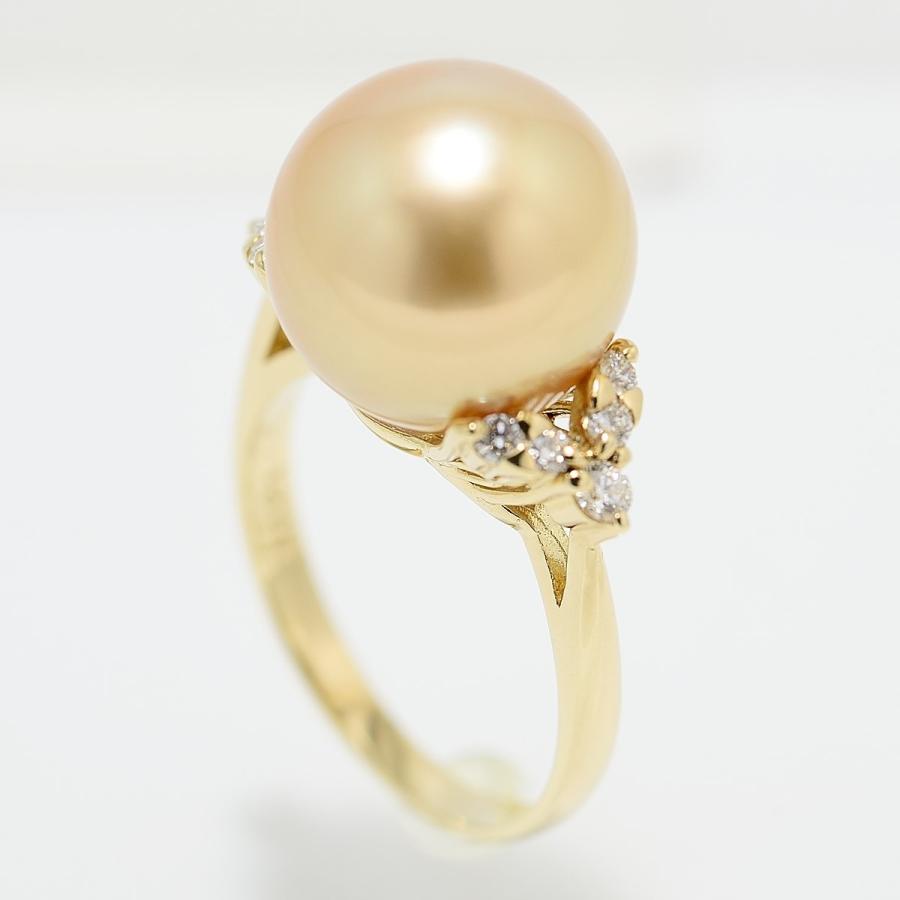 パールリング 指輪 南洋白蝶真珠ゴールデンパール 12mmUP K18リング 指輪 真珠総合研究所のゴールドリップ花珠鑑別書つき　 |  | 01