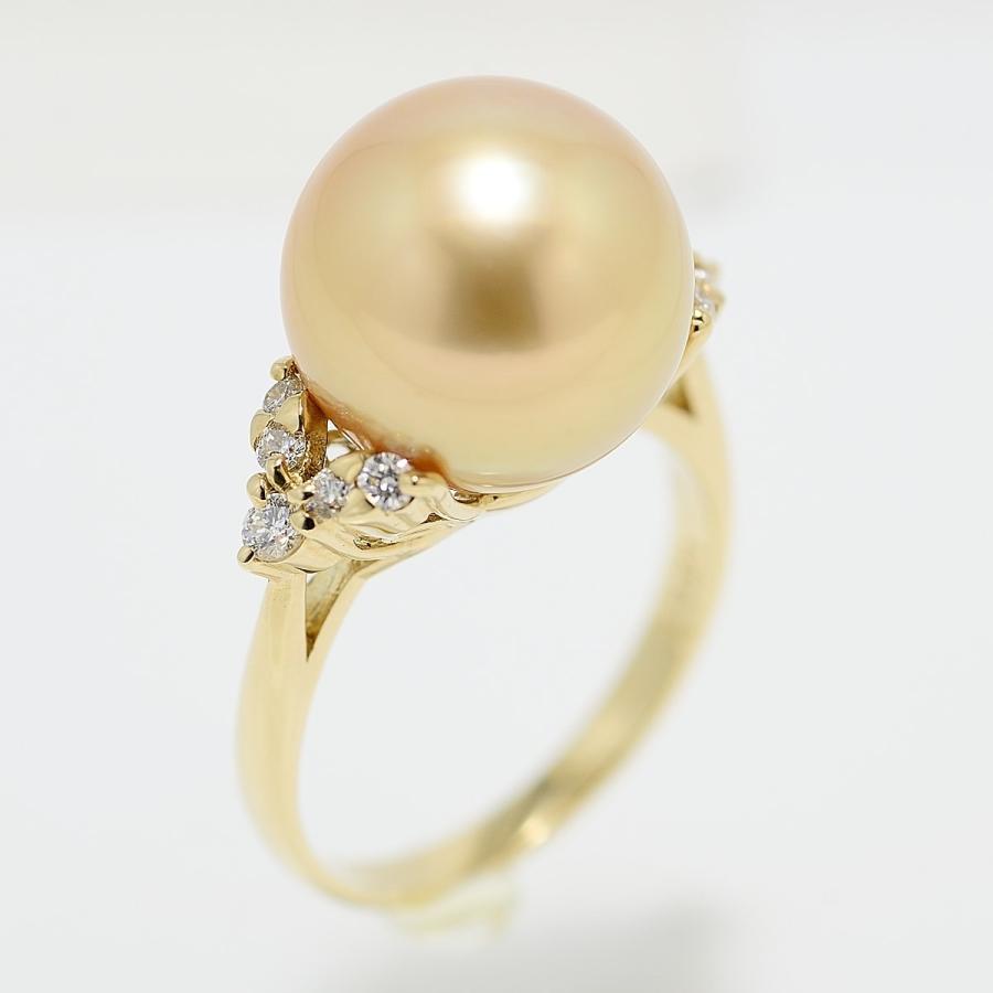 パールリング 指輪 南洋白蝶真珠ゴールデンパール 12mmUP K18リング 指輪 真珠総合研究所のゴールドリップ花珠鑑別書つき　 |  | 02