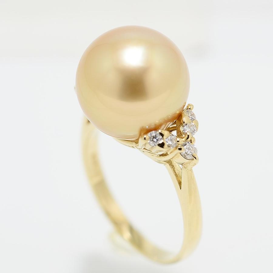 パールリング 指輪 南洋白蝶真珠ゴールデンパール 12mmUP K18リング 指輪 真珠総合研究所のゴールドリップ花珠鑑別書つき　 |  | 03