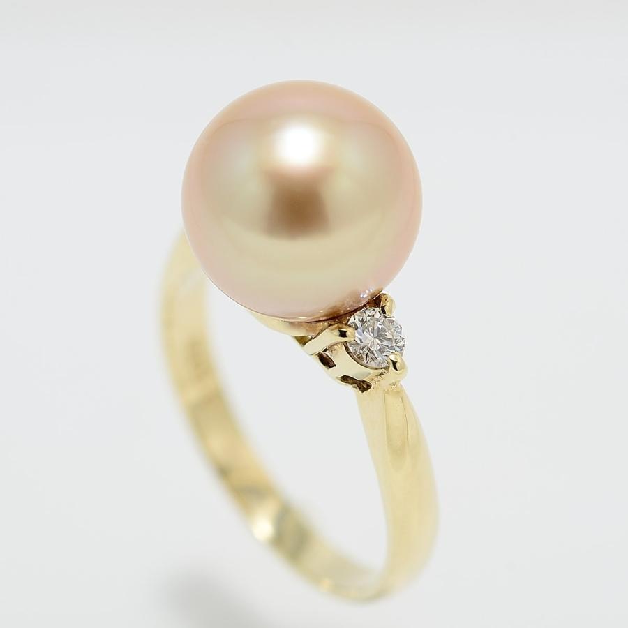 パールリング 指輪 南洋白蝶真珠ゴールデンパール 10.85mm　K18リング 指輪 真珠科学研究所のオーロラ茶金鑑別書つき　 |  | 01