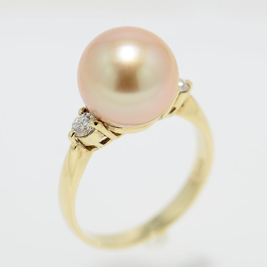 パールリング 指輪 南洋白蝶真珠ゴールデンパール 10.85mm　K18リング 指輪 真珠科学研究所のオーロラ茶金鑑別書つき　 |  | 03