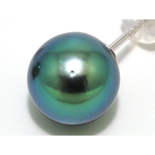 黒蝶真珠(黒真珠)ピアス9.5mm ピーコックグリーン : 真珠専門 黒蝶真珠(黒真珠)ピアス9.5mm ピーコックグリーン : 真珠専門