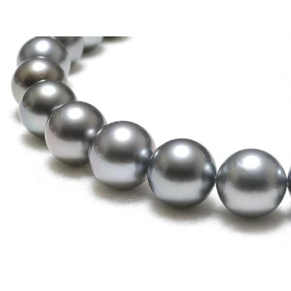 黒蝶真珠（黒真珠）ネックレス10mmX12.7mm グレー系｜yokota-pearl｜03