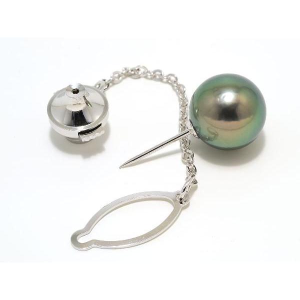 黒真珠（黒蝶真珠）１２mmタイタック（タイピン） :THT-12-0926:真珠 