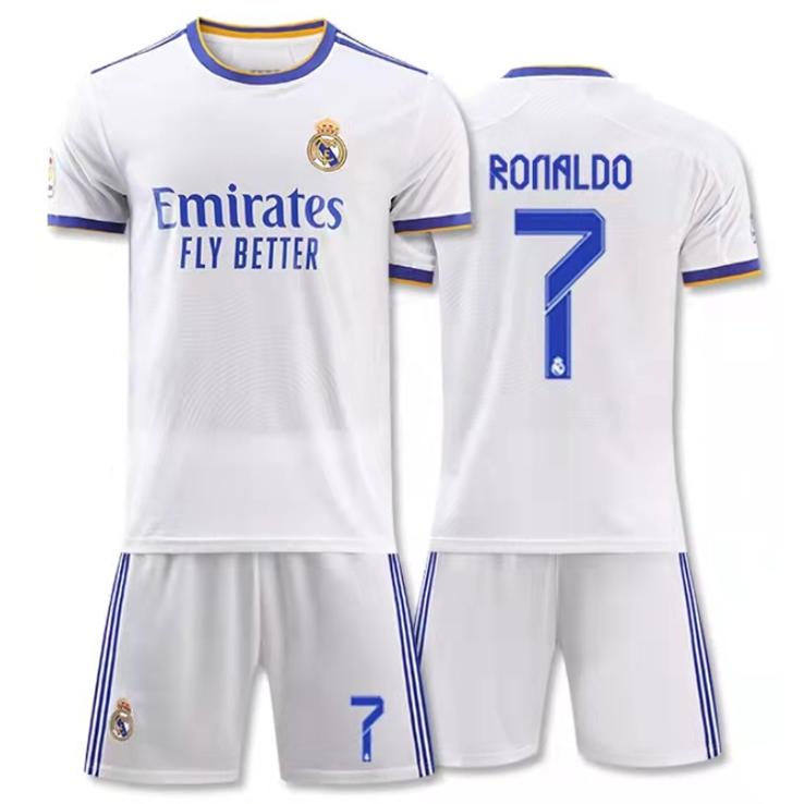 Y304 レアルマドリード 21 22年 ホーム 7 Ronaldo 大人用 子供用半袖 上下着 ノーブランド品のレプリカサッカーユニフォーム 供え