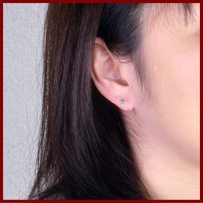 エントリーでP5倍 PT900プラチナ天然エメラルドピアス : 誕生石