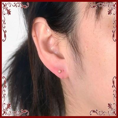 エントリーでP10倍 K18PGピンクゴールドフラッシュボールピアス【3mm