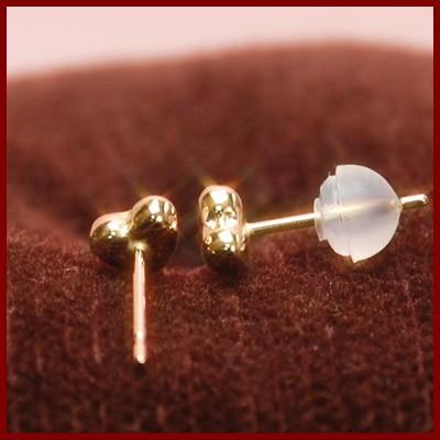 エントリーでP5倍 K18PGピンクゴールドハートピアス【4mm