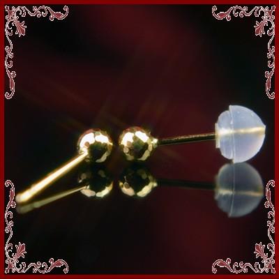 エントリーでP10倍 K18イエローゴールドミラーボールピアス【3mm