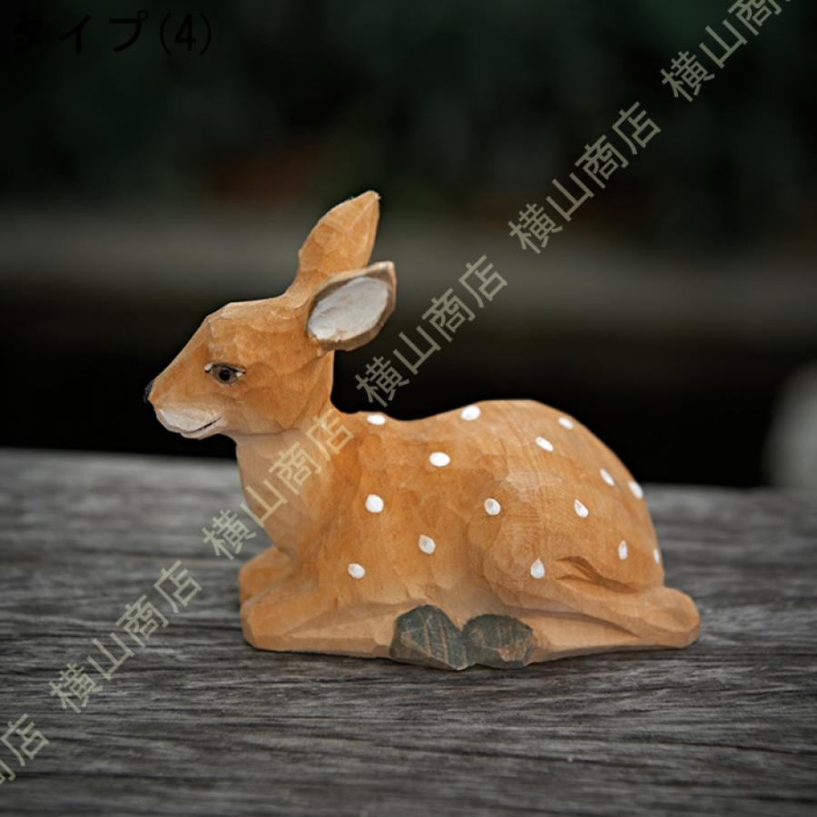 鹿の木製置物 鹿 オブジェ おきもの 北欧 雑貨 木製彫刻 木の鹿