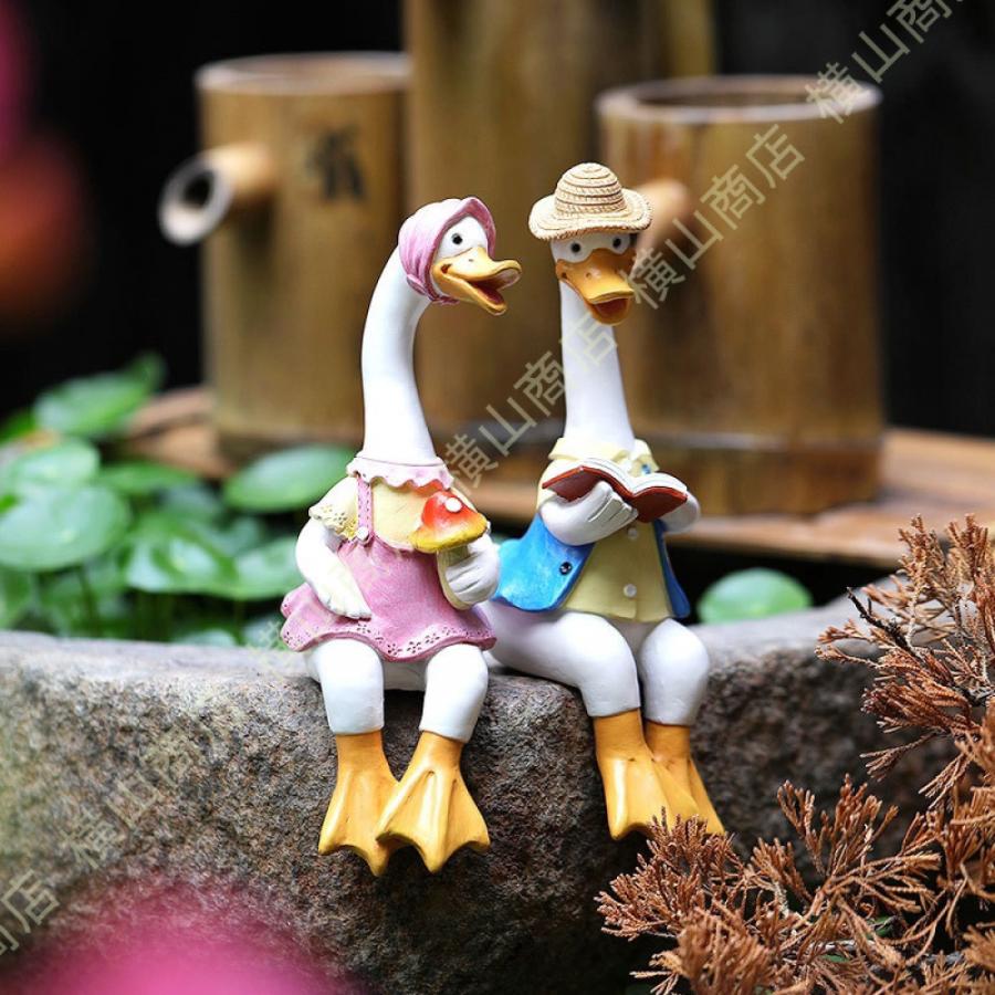 おきもの アヒル 大きい おもしろオブジェ 置物 工芸品 オブジェ
