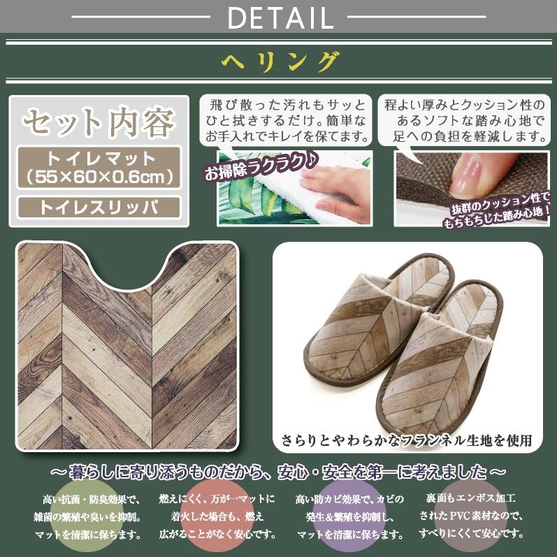 1023円 もらって嬉しい出産祝い 拭ける 洗濯不要 トイレ2点セット マット 55 60cm トイレスリッパ Pvc ヘリング