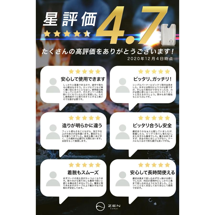 ZEN Camps イワタニ シングルバーナー 遮熱板 遮熱 ジュニアバーナー CB-JCB cb缶 ステンレス キャンプ アウトドア｜yolo-goods-company｜02