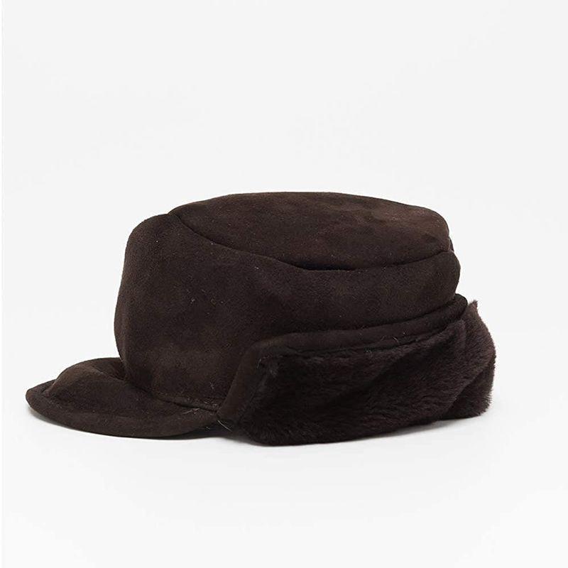 超目玉 グレンクロフト英国製 シープスキン ボア 2way キャップ 耳当て 帽子 イヤーマフ イギリス製 ダークブラウン M 超人気の