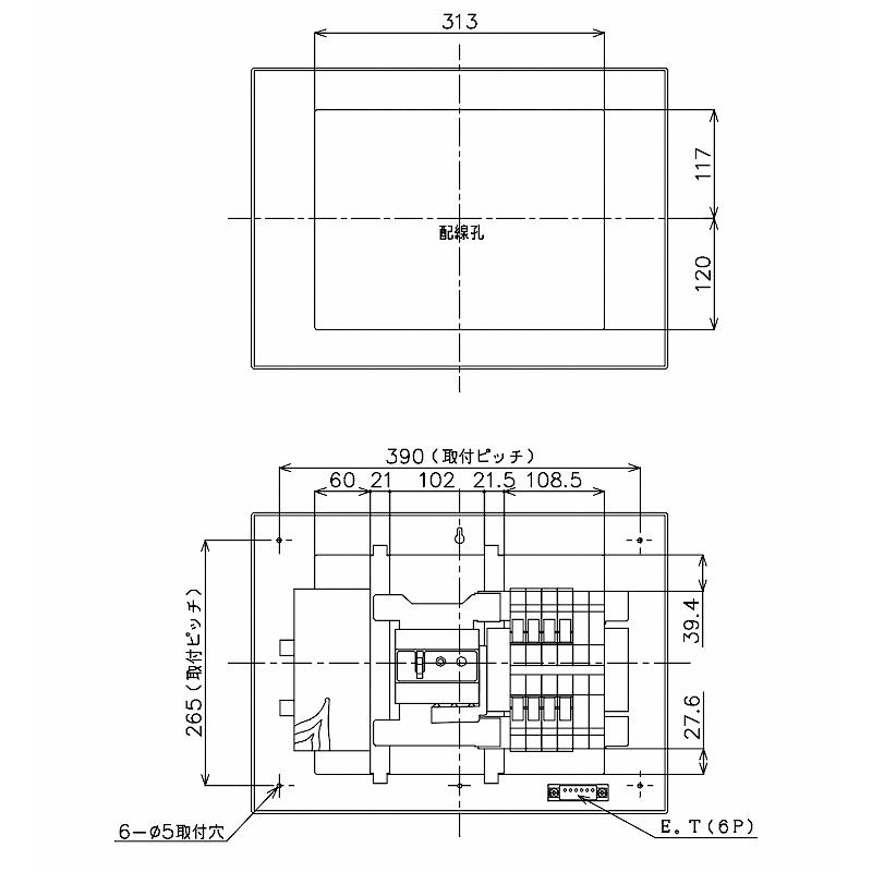 BQR3382：住宅用分電盤(露出・半埋込両用形)(ドア付)(リミッタースペース付)(単3：主幹：ELB30A分岐：8+2)｜yonashin-home｜03