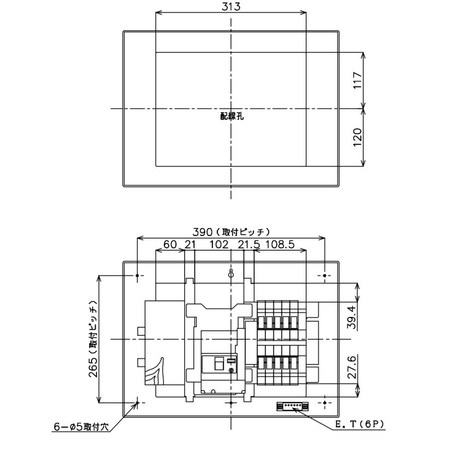 Panasonic BQR35102:住宅用分電盤(露出・半埋込両用形)(ドア付 Panasonic BQR35102:住宅用分電盤(露出・半埋込両用形)(ドア付
