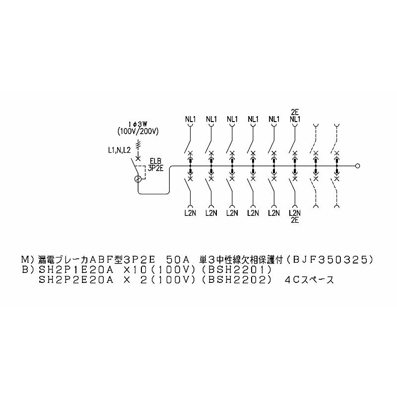 BQR85124：住宅用分電盤(露出・半埋込両用形)(ドア付)(リミッタースペース無)(単3：主幹：ELB50A分岐12+4)｜yonashin-home｜04