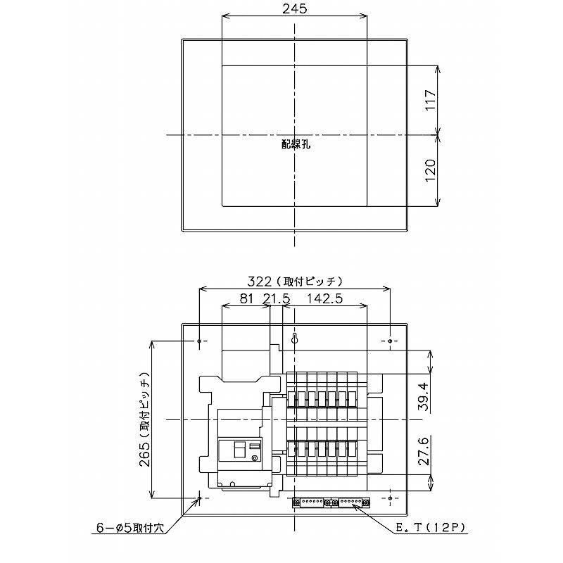 Panasonic BQR85142:住宅用分電盤(露出・半埋込両用形)(ドア付 Panasonic BQR85142:住宅用分電盤(露出・半埋込両用形)(ドア付
