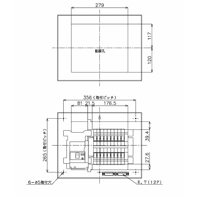 Panasonic BQR85182:住宅用分電盤(露出・半埋込両用形)(ドア付 Panasonic BQR85182:住宅用分電盤(露出・半埋込両用形)(ドア付