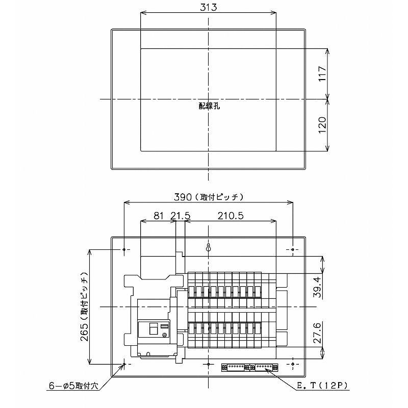 Panasonic BQR85204:住宅用分電盤(露出・半埋込両用形)(ドア付 Panasonic BQR85204:住宅用分電盤(露出・半埋込両用形)(ドア付