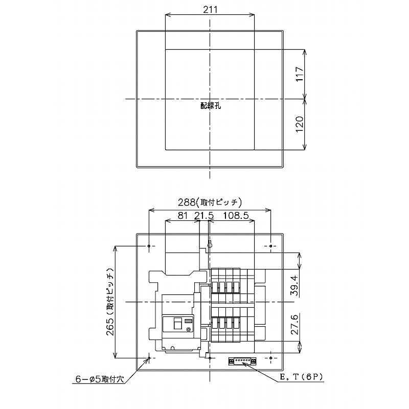 BQR8584：住宅用分電盤(露出・半埋込両用形)(ドア付)(リミッタースペース無)(単3：主幹：ELB50A分岐8+4)｜yonashin-home｜03