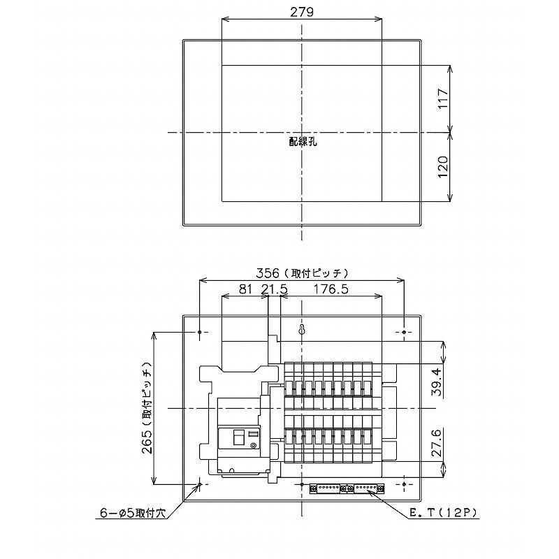 Panasonic BQR87182:住宅用分電盤(露出・半埋込両用形)(ドア付 Panasonic BQR87182:住宅用分電盤(露出・半埋込両用形)(ドア付