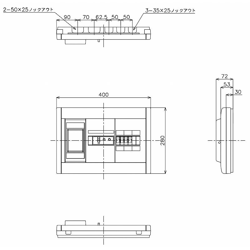 Panasonic BQWB3342:住宅用分電盤(露出形)(ドア無)(リミッター Panasonic BQWB3342:住宅用分電盤(露出形)(ドア無)(リミッター