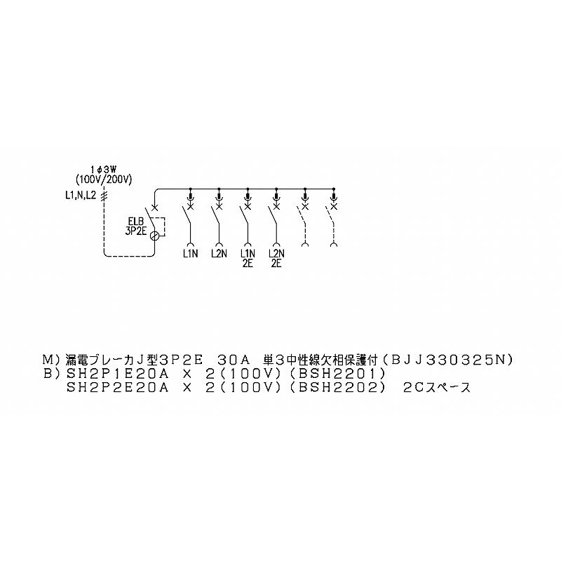 BQWB8342：住宅用分電盤(露出・半埋込両用形)(ドア無)(リミッター