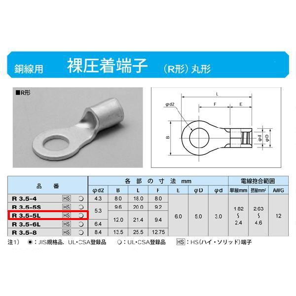 丸形圧着端子(R形)：R3.5-5L｜yonashin-home