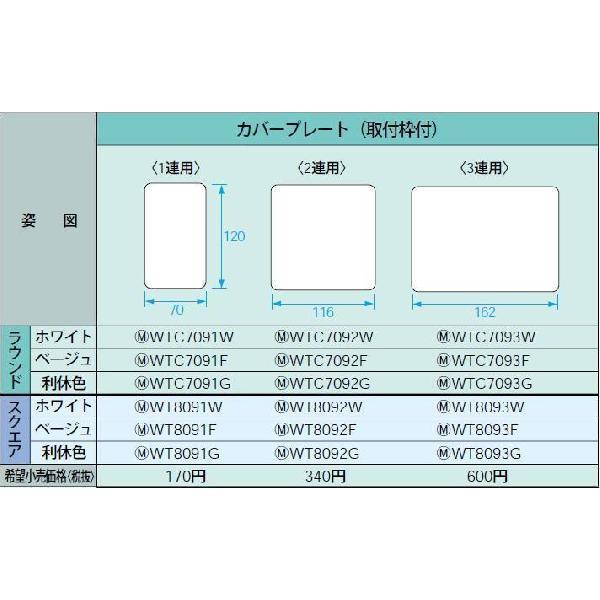 コスモシリーズワイド21 カバープレート(スクエア)(1連)(取付枠付)(ホワイト)｜yonashin-home