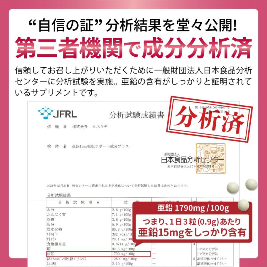 YONEKiCHi（ヨネキチ） 亜鉛 サプリ 亜鉛15mg＋吸収サポート成分