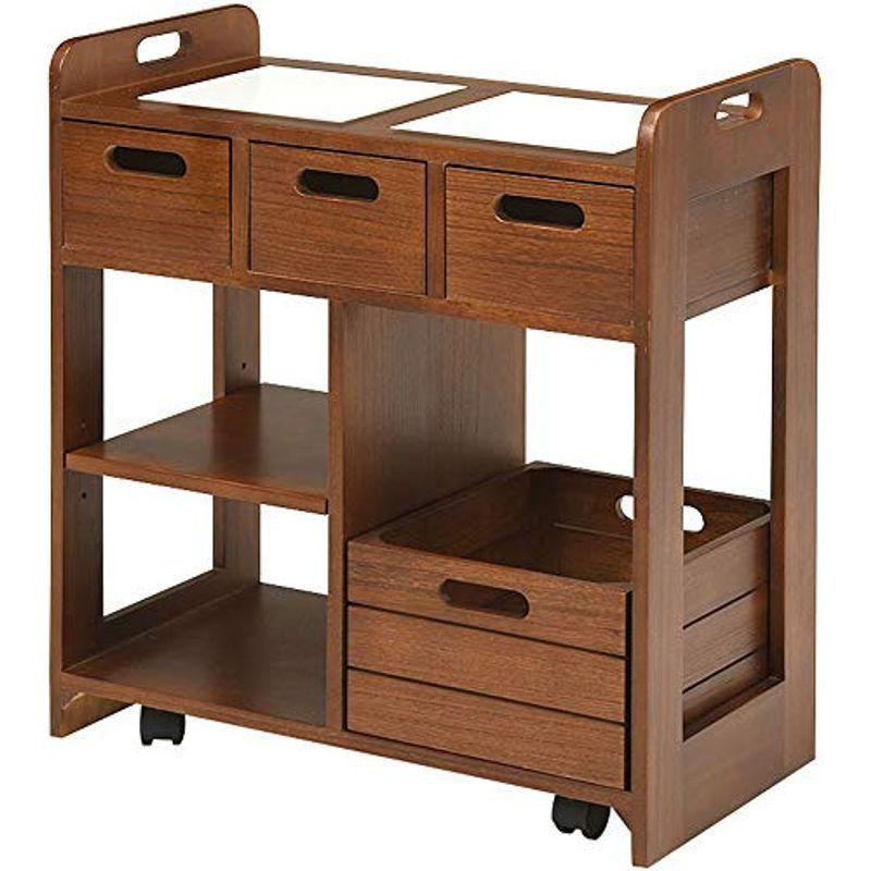 メーカー送品 キッチンワゴン 茶色 スリム キャスター付き 奥行30 奥行30 天然木 キッチンワゴン 天然木 ブラウン 木製 幅56 おしゃれ 高さ62 北欧 ボックス付 コンパクト タ 国内送料無料