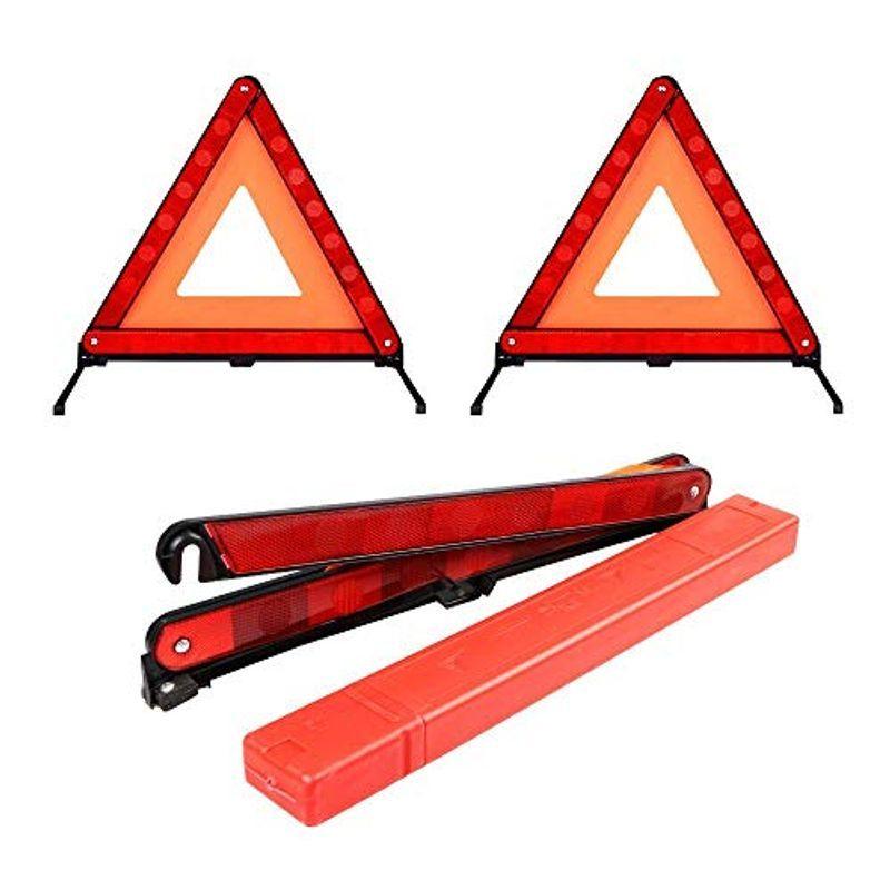 750円 奉呈 三角停止板 2枚 三角反射板 自動車用 折りたたみ式 緊急停止 車緊急対応用品 故障標識 昼夜兼用 コンパクト 専用収納ケース付き