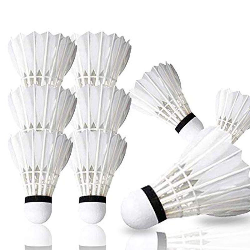 最愛 12個のガチョウの羽のバドミントンシャトルコック 耐久性があり 安定していて頑丈な高速バドミントンシャトルバーディボール 屋内および屋外用ス Wantannas Go Id