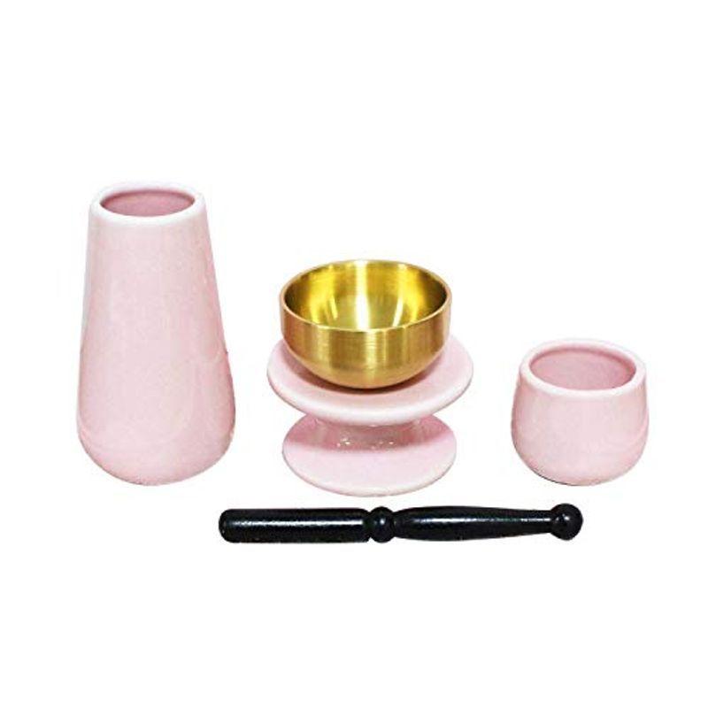 2224円 正規品スーパーsale 店内全品キャンペーン ペット仏具 5点セット 花器 湯呑 供物台 フォトフレーム おりん こりん つき ピンク