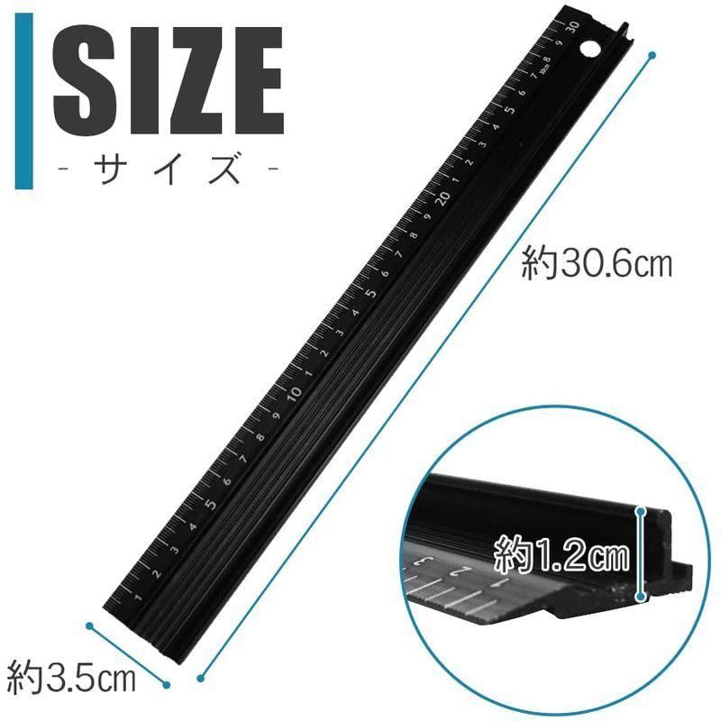 気質アップ カッターガイド 定規 曲尺 30cm仕様 裁断用 アルミニウム合金 滑り止め完備 レーザー印字 多用途 Discoversvg Com