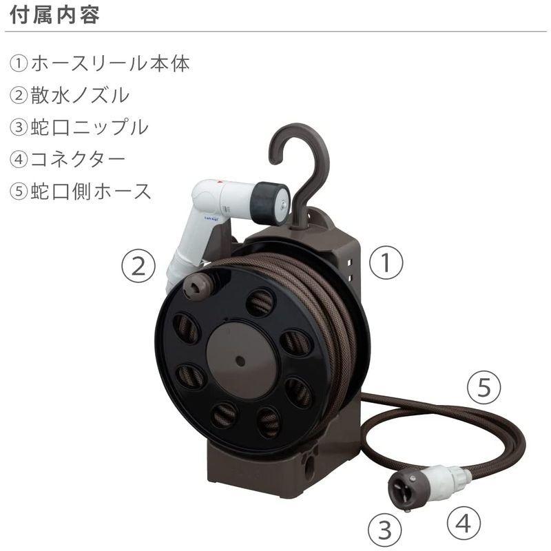 タカギ Takagi 15m Br R1415br おしゃれ オーロラlight ブラウン ホース ホースリール 安心のメーカー2 軽量 当店一番人気 ホース