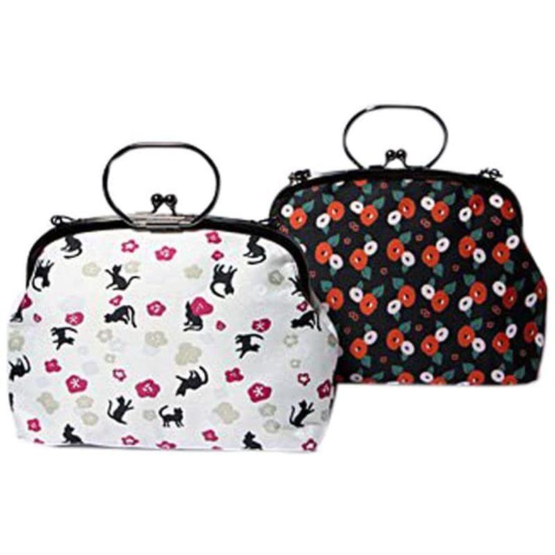 チェーン付きがま口バック 猫に梅 椿 和風 レディースファッション ポーチ バッグ 日本製 和装バッグ 巾着 和小物 和装小物 収納 和柄 おしゃれ 和風 ショルダーバック 浴 米ストア かわいい 安い質屋