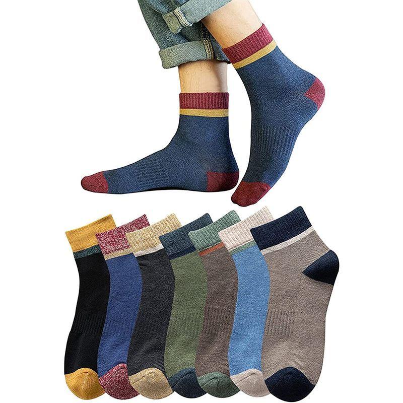 季節のおすすめ商品 靴下 メンズ 靴下 抗菌 防臭 綿7足セット 24 28cm スポーツソックス 吸汗 カラフルソックス アウトドアソックス カジュアル 通勤 春夏