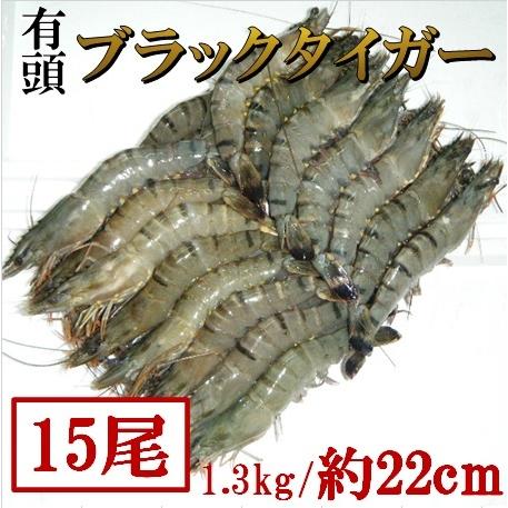 約22cm・超特大有頭ブラックタイガー1.3kg(15尾) 海老 えび エビ 業務用｜yoneyasyouten