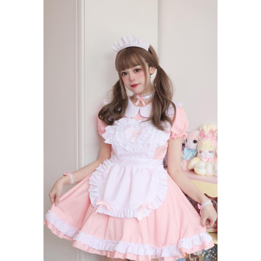 メイド服 コスプレ 大きいサイズ コンカフェ メイド ハロウィン ゴスロリ風 フリル 豪華セット コスチューム 可愛い アリス風 仮装 学園祭 文化祭｜yonnosakastore｜17