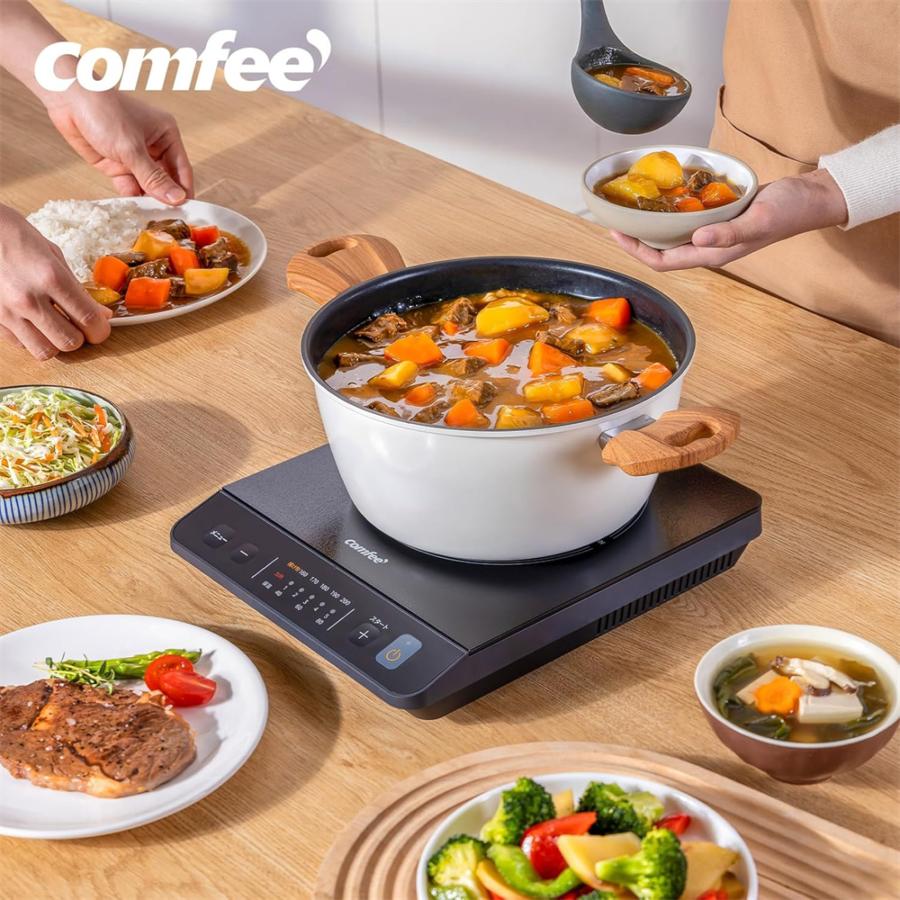 Comfee' クッキングヒーター IH式 薄型 1400W 1000W 揚げ物 3段保温