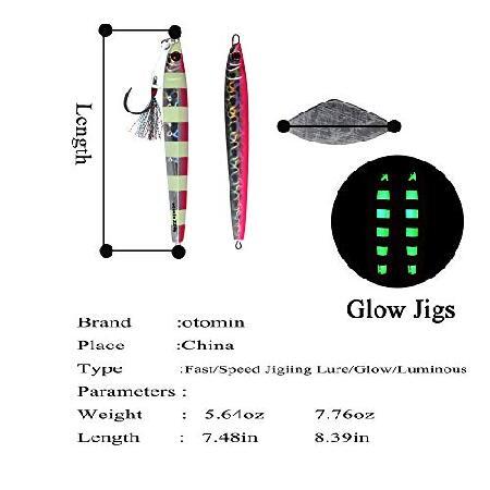 官製 Otomin Fast Speed Vertical Fishing Jigging Lures Glow Saltwater Metal  Pitching Falling Fish Jigs Artificial Baits Lead Jigging Lure with Hooks (4  Colo