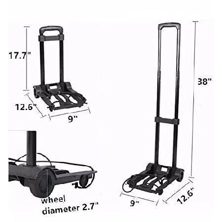 ミニサイズ　折りたたみ荷物カート　2輪付き　軽量　ハンドトラック　小型　ショッピング　荷物　折りたたみ　プラスチック　トロリー　旅行　キャンプ　オフィス用　トロリー